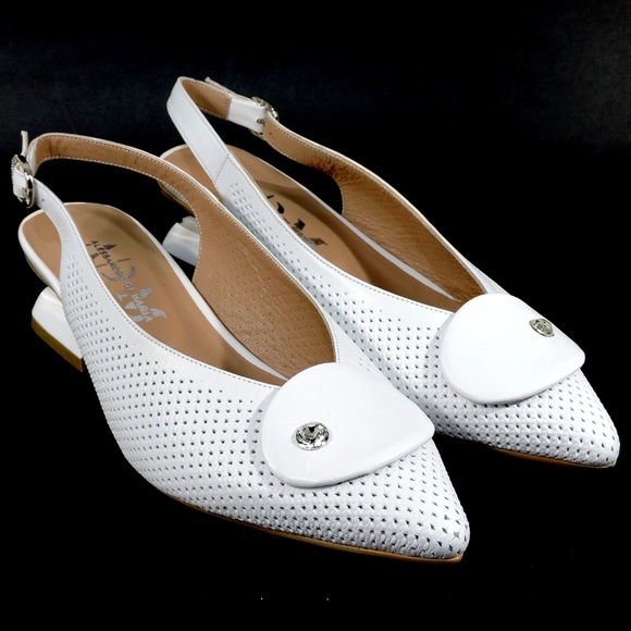 ALESSANDRO DI MARIA 🇮🇹 WOMEN'S  WHITE SOFT LEATHER SUMMER SANDALS - Picture 2 of 8